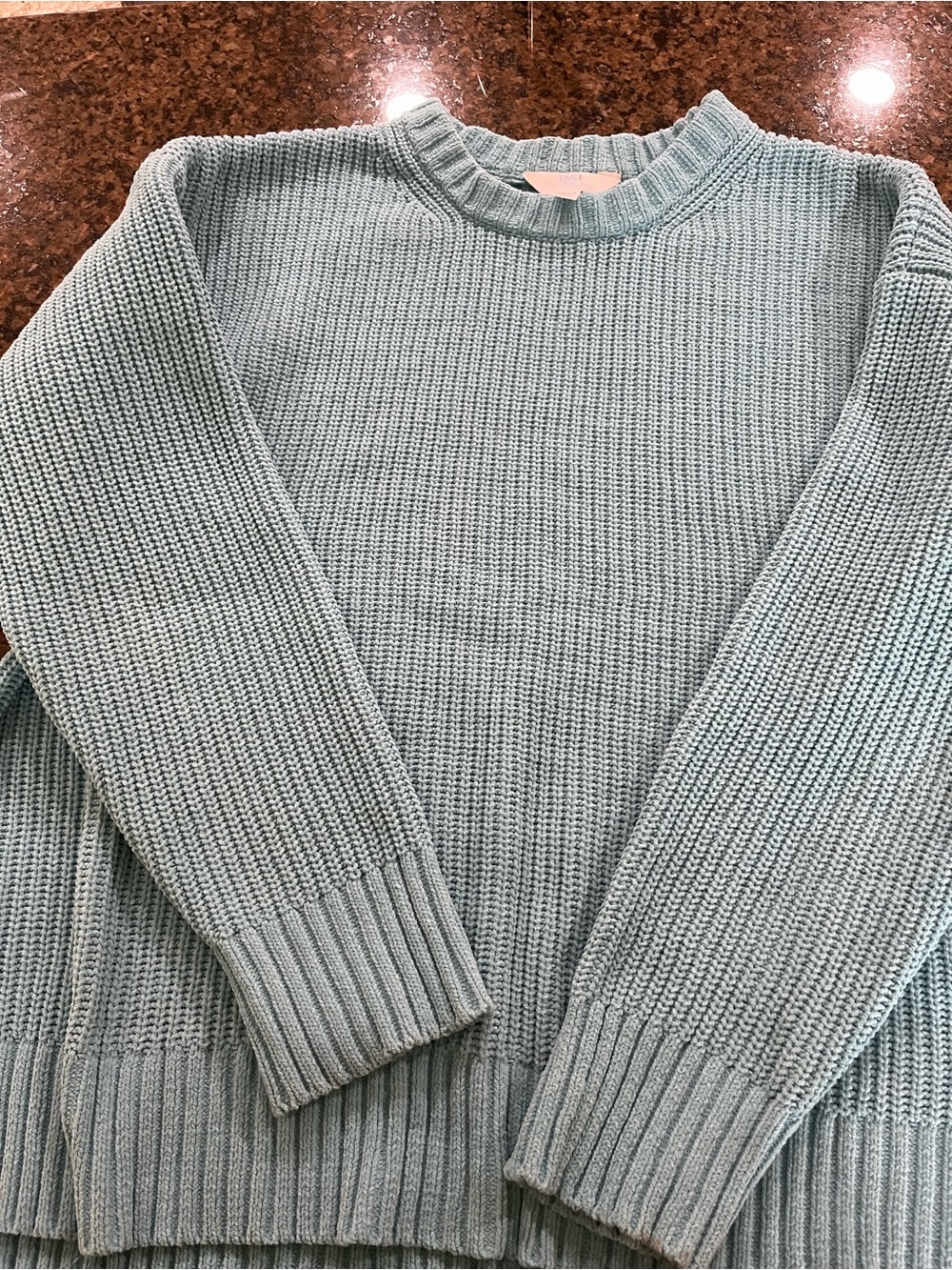 Time and Tru Men's Crewneck Sweater in Light Seafoam